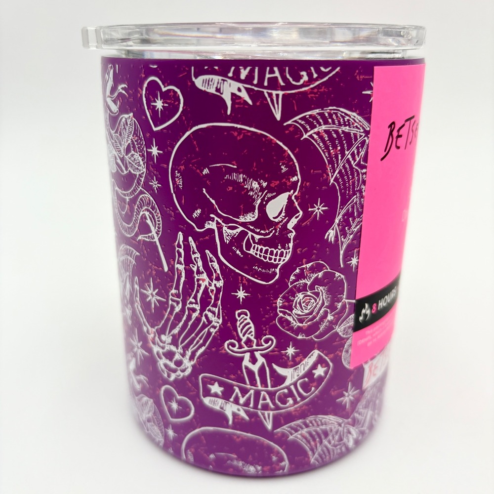 Betsey Johnson Purple Skull Magic Stainless Steel Jett Mug‎ 13.5 oz New